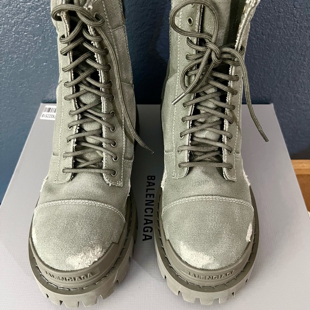 Balenciaga Women's Green Combat Boots